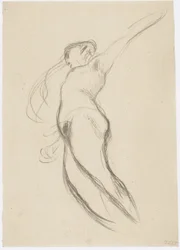 Floating Woman Facing Left with Flowing Hair